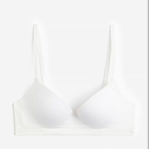 H&M White Ribbed Bralette